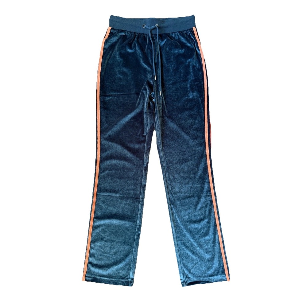 Body Glove Velour Jogger Pants Sz M Teal Blue Track Stripe Lounge Athletic‎ Soft